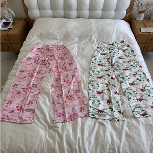 100% Mulberry silk Floral Print Pajama Pants Set